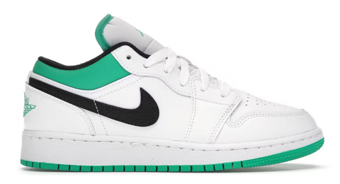 Jordan 1 Low White Lucky Green Tumbled Leather (GS)