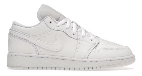 Jordan 1 Low Triple White Tumbled Leather (GS)